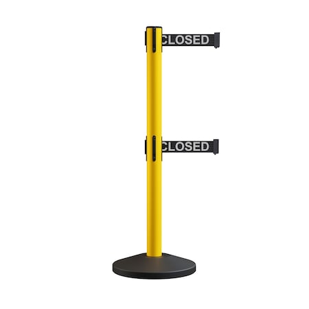 Stanchion Double Belt Barrier Yellow Post  13ft. This Line...Belt
